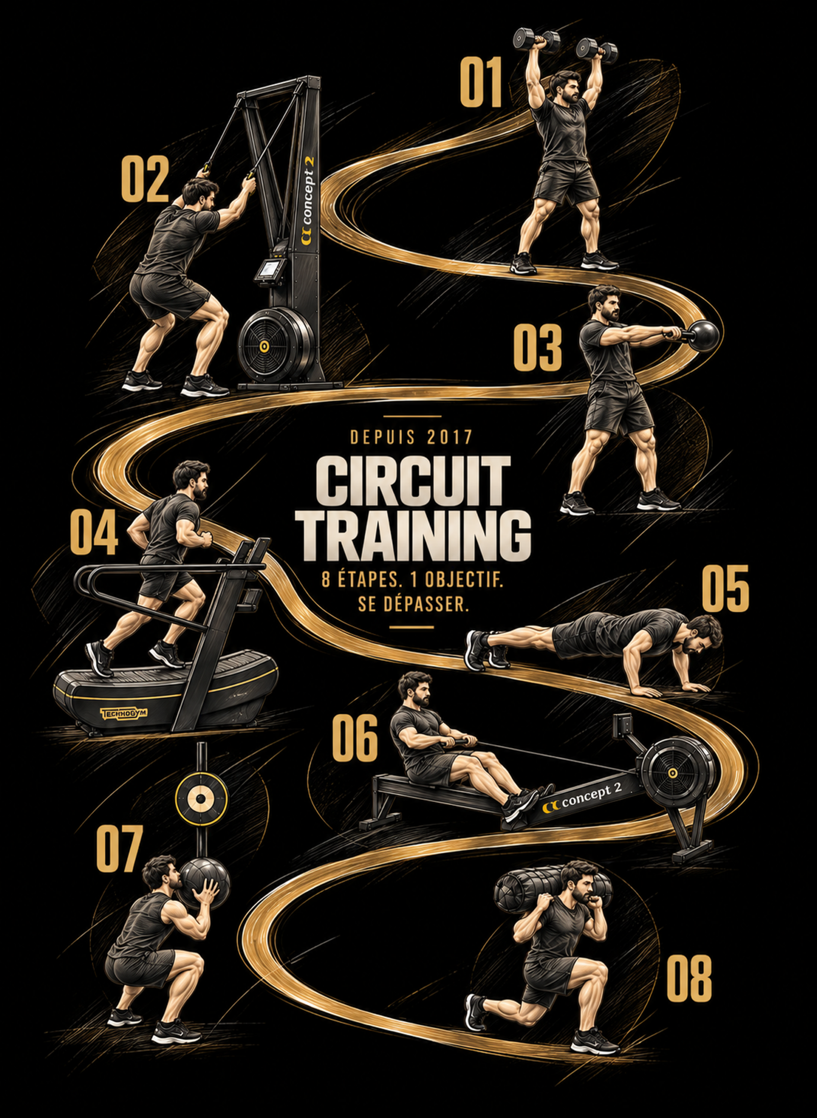 Circuit training haute intensité à Paris 16 chez Midtown Studio avec The Game : un entraînement collectif composé de 7 ateliers fonctionnels pour développer force, cardio, puissance, agilité et explosivité dans une ambiance de compétition.